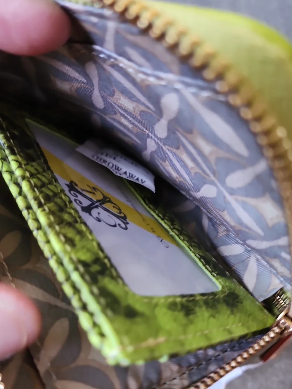 Christian Lacroix Lime Green Embossed CXL Zip Wallet